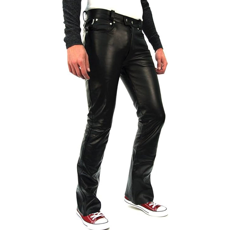 Elliot Men's Real Leather Fitted Pants Black-1