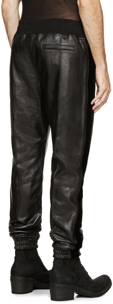 Finn Men's Superior Leather Quality Stylish Pants Black-1