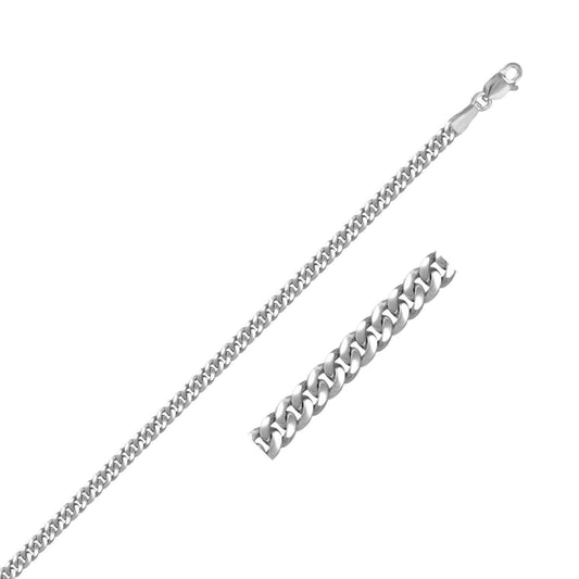 3.0mm 14K White Gold Gourmette Chain | Richard Cannon Jewelry