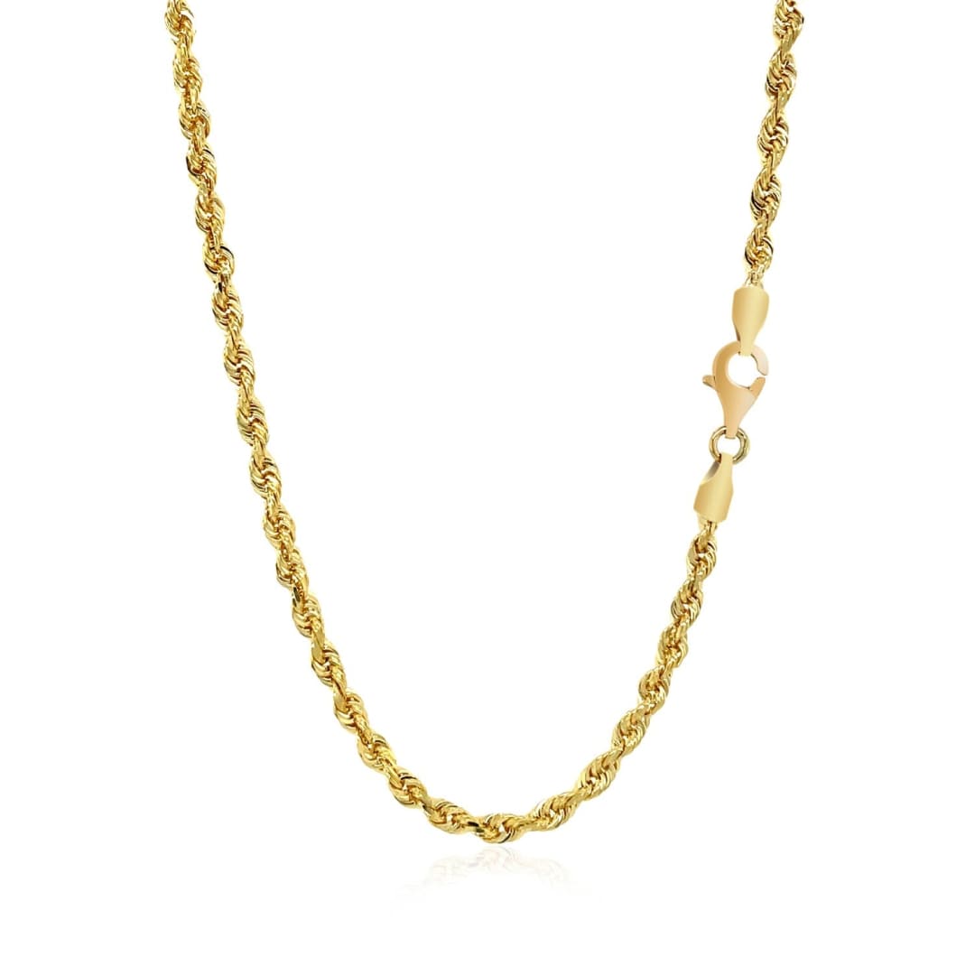 3.0mm 14k Yellow Gold Solid Diamond Cut Rope Chain | Richard Cannon Jewelry