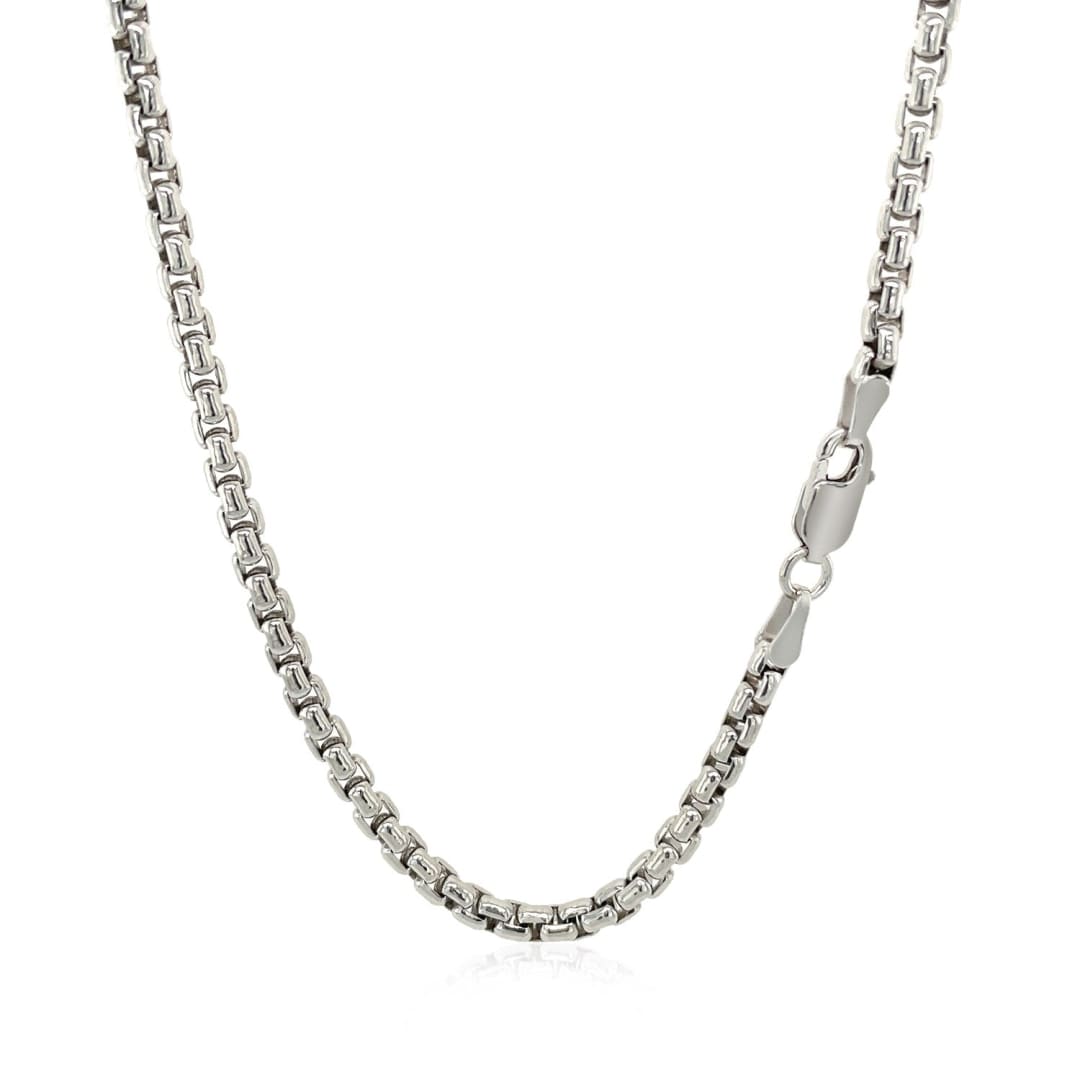 3.0mm Sterling Silver Rhodium Plated Round Box Chain | Richard Cannon Jewelry