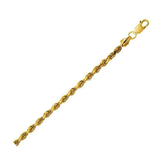 3.2mm 10K Yellow Gold Lite Hollow Diamond Cut Rope Chain | Richard Cannon Jewelry