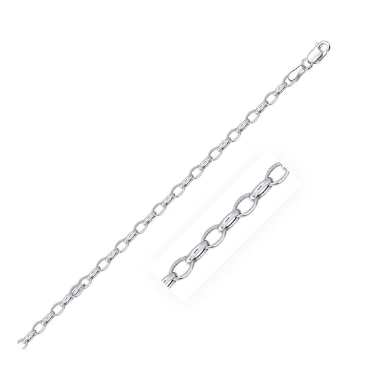 3.2mm 14k White Gold Oval Rolo Bracelet | Richard Cannon Jewelry