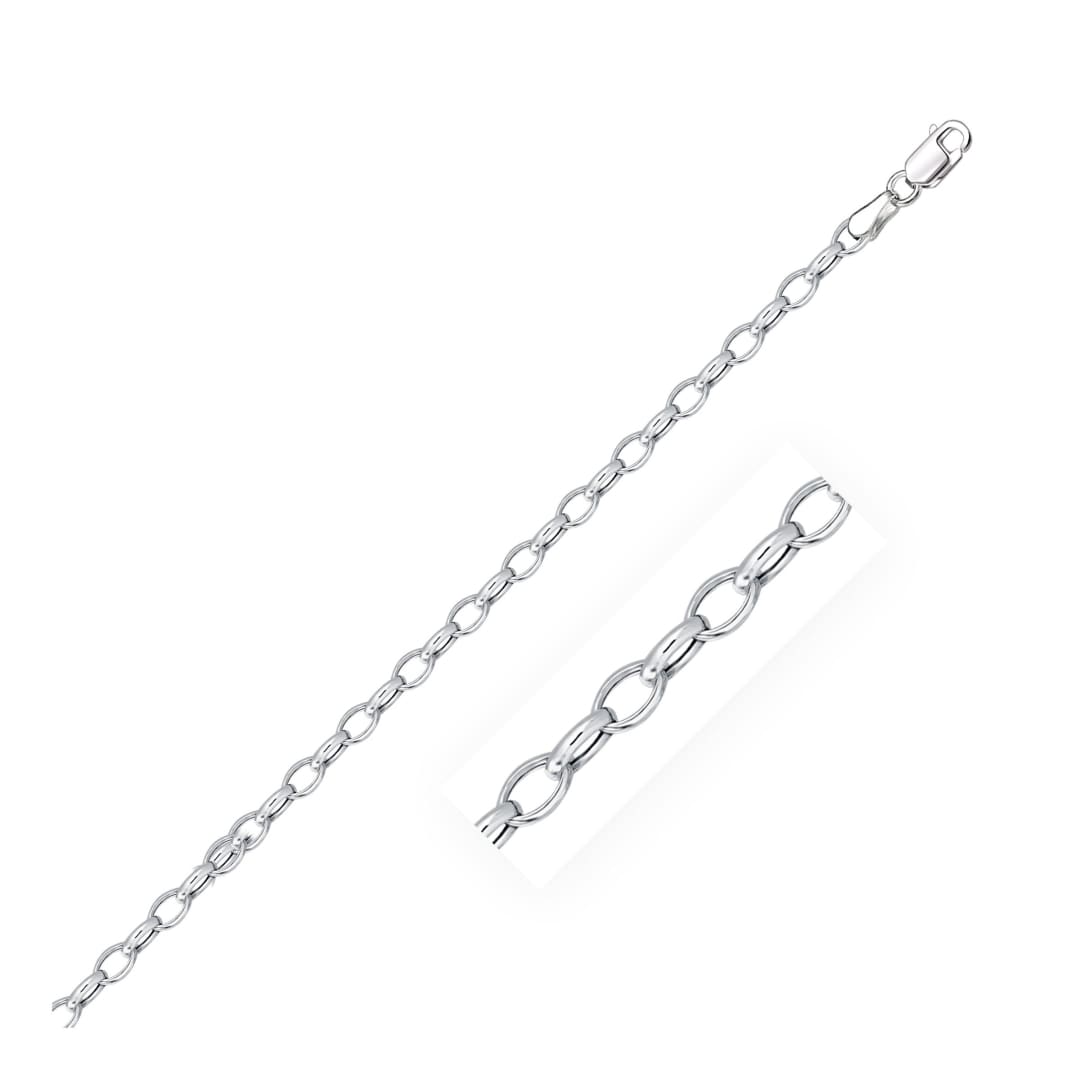 3.2mm 14k White Gold Oval Rolo Chain | Richard Cannon Jewelry