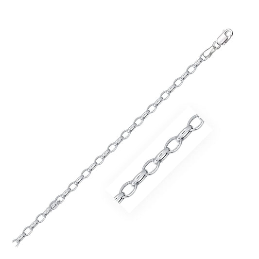 3.2mm 14k White Gold Oval Rolo Chain | Richard Cannon Jewelry