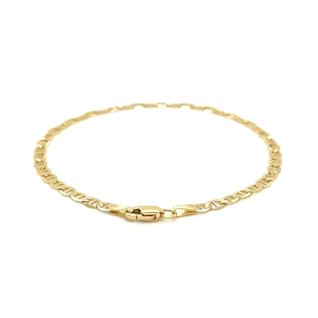 3.2mm 14k Yellow Gold Mariner Link Anklet | Richard Cannon Jewelry