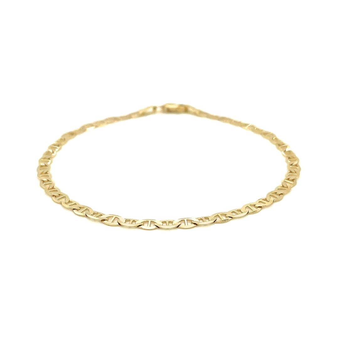 3.2mm 14k Yellow Gold Mariner Link Anklet | Richard Cannon Jewelry