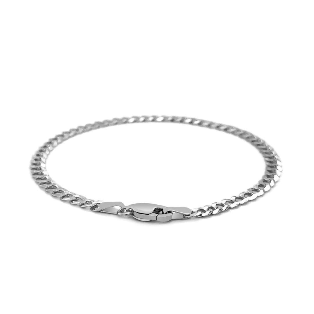3.6mm 14k White Gold Solid Curb Bracelet | Richard Cannon Jewelry