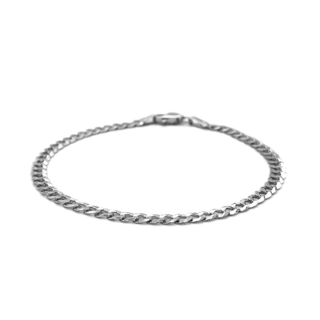 3.6mm 14k White Gold Solid Curb Bracelet | Richard Cannon Jewelry