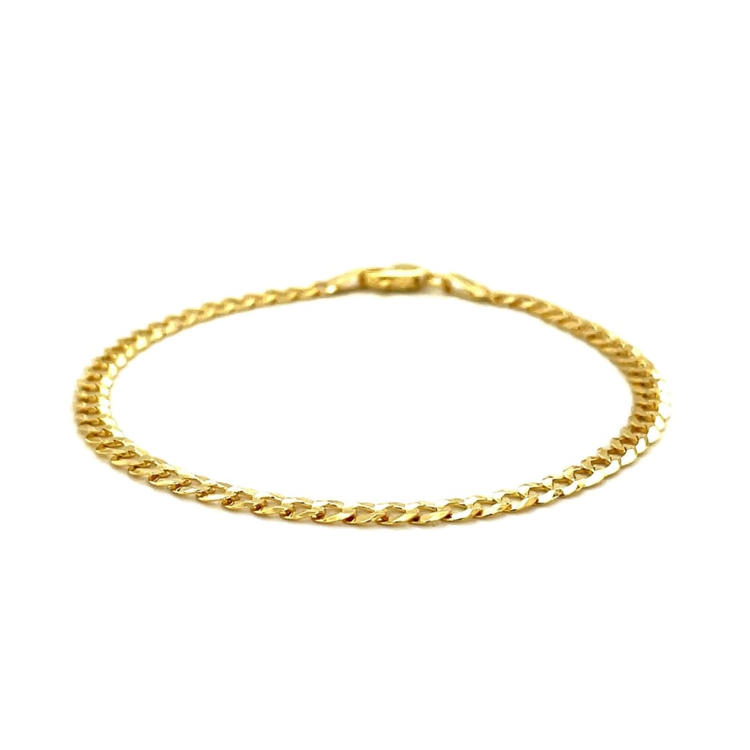 3.6mm 14k Yellow Gold Solid Curb Bracelet | Richard Cannon Jewelry