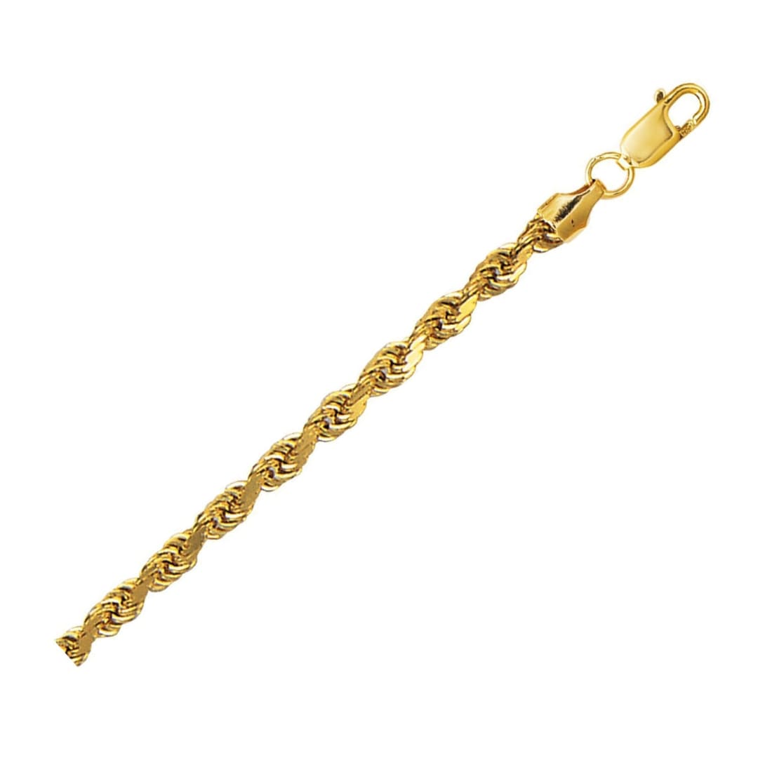 4.0mm 10K Yellow Gold Hollow Diamond Cut Rope Chain | Richard Cannon Jewelry