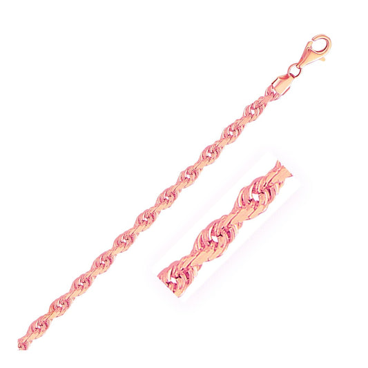 4.0mm 14k Rose Gold Solid Diamond Cut Rope Bracelet | Richard Cannon Jewelry