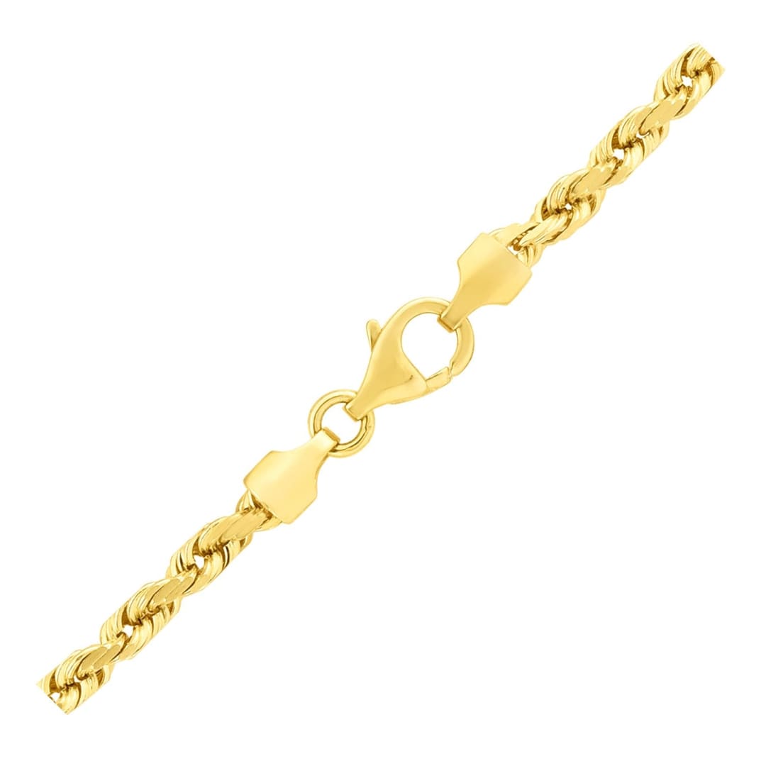 4.0mm 14k Yellow Gold Solid Diamond Cut Rope Bracelet | Richard Cannon Jewelry