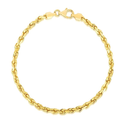 4.0mm 14k Yellow Gold Solid Diamond Cut Rope Bracelet | Richard Cannon Jewelry