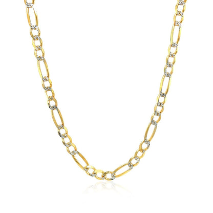 4.0mm 14K Yellow Gold Solid Pave Figaro Chain | Richard Cannon Jewelry