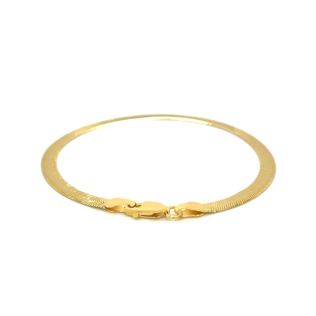 4.0mm 14k Yellow Gold Super Flex Herringbone Bracelet | Richard Cannon Jewelry