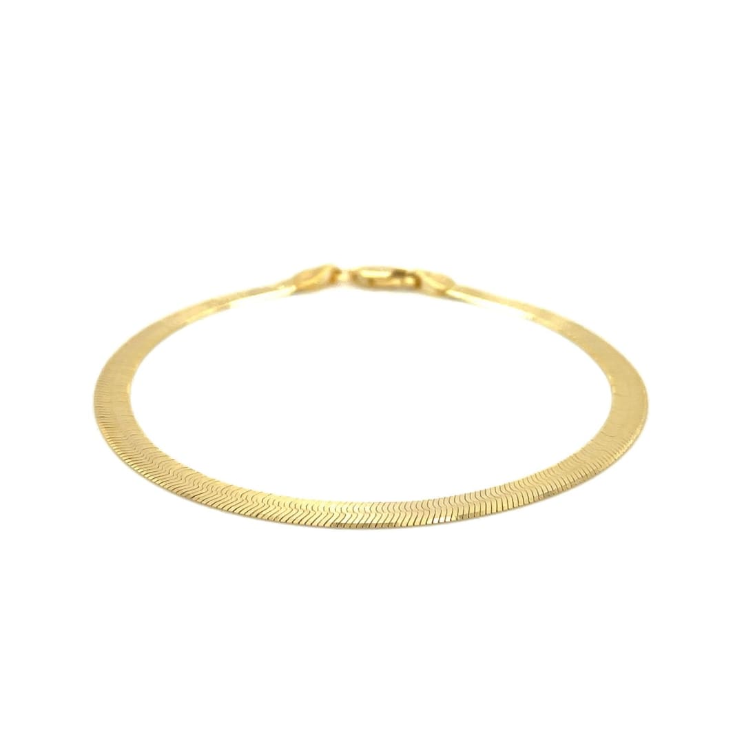 4.0mm 14k Yellow Gold Super Flex Herringbone Bracelet | Richard Cannon Jewelry