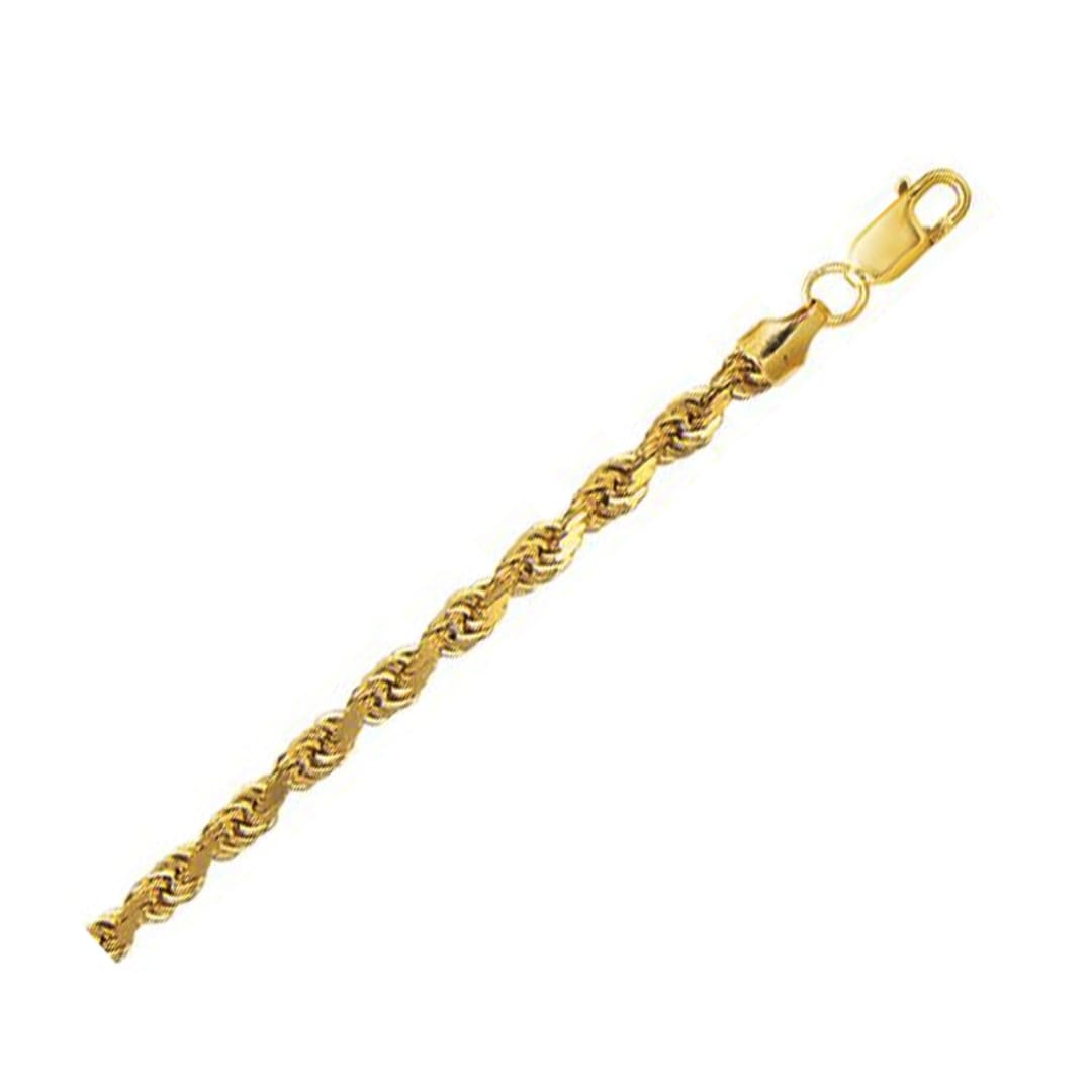 4.5mm 10K Yellow Gold Hollow Diamond Cut Rope Chain | Richard Cannon Jewelry