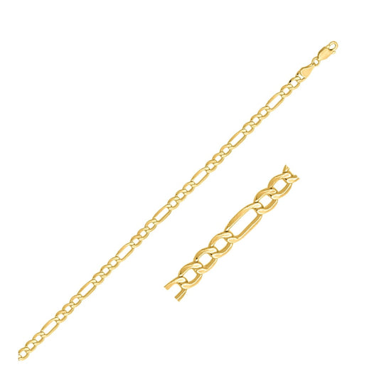 4.6mm 10k Yellow Gold Lite Figaro Bracelet | Richard Cannon Jewelry