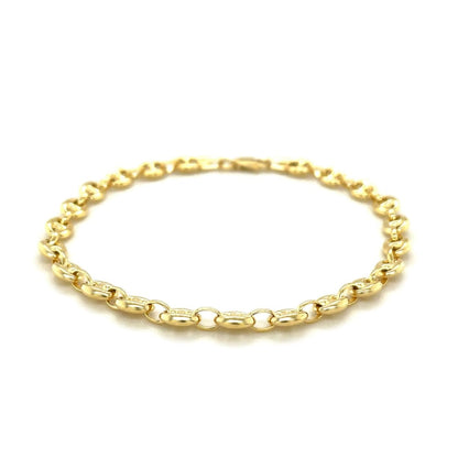 4.7mm 14k Yellow Gold Puffed Mariner Link Bracelet | Richard Cannon Jewelry
