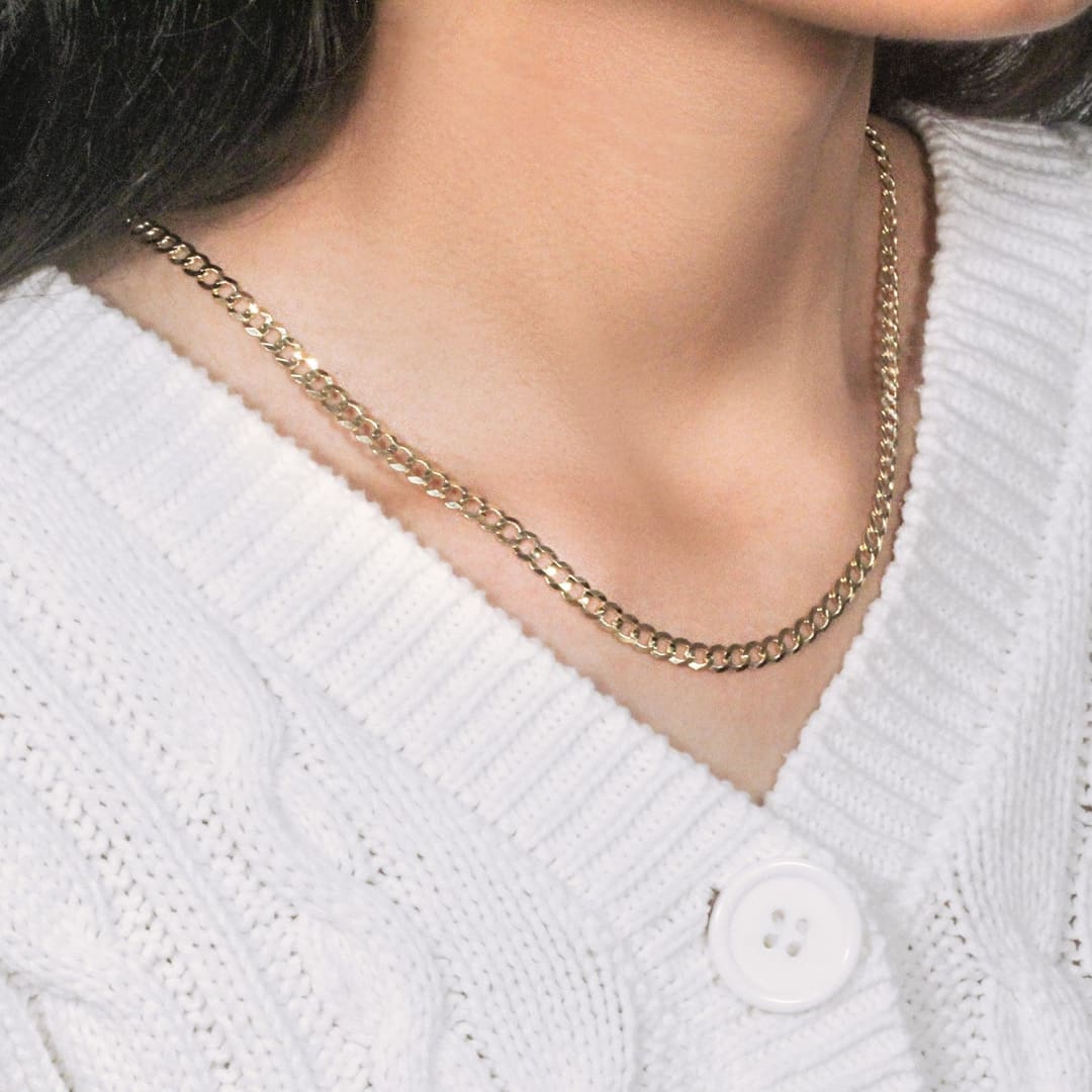 4.7mm 14k Yellow Gold Solid Curb Chain | Richard Cannon Jewelry