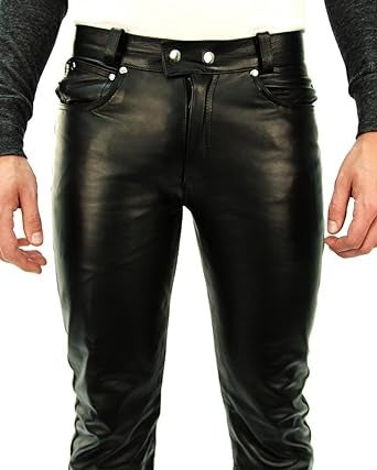 Elliot Men's Real Leather Fitted Pants Black-3