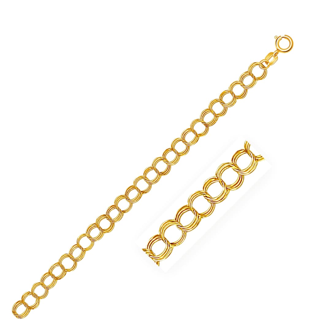 5.0 mm 14k Yellow Gold Triple Link Charm Bracelet | Richard Cannon Jewelry