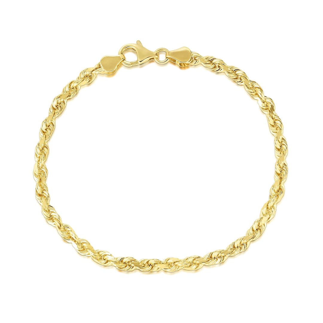 5.0mm 10k Yellow Gold Solid Diamond Cut Rope Bracelet | Richard Cannon Jewelry