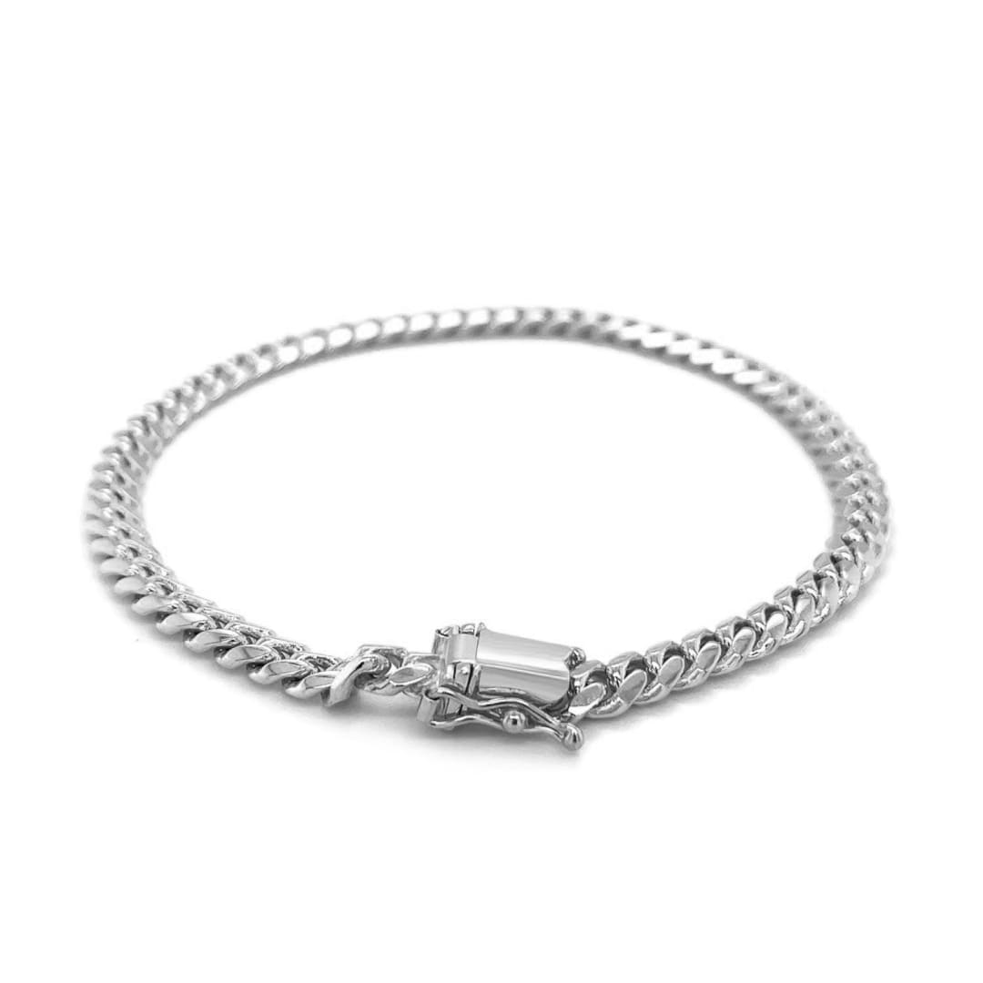 5.0mm 14k White Gold Classic Miami Cuban Solid Bracelet | Richard Cannon Jewelry