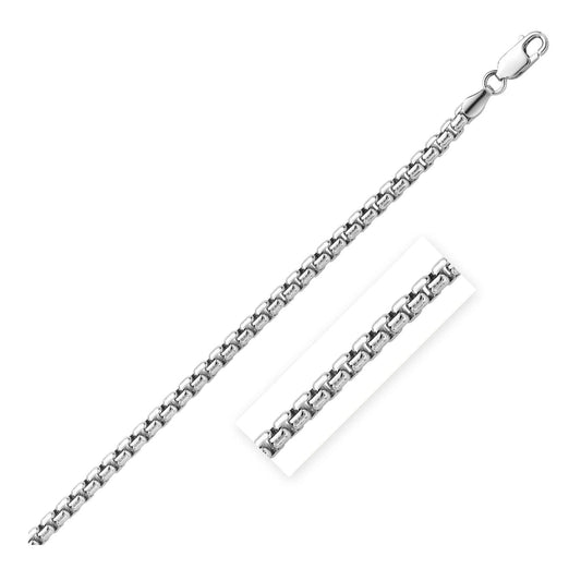 5.2mm Sterling Silver Rhodium Plated Round Box Chain | Richard Cannon Jewelry