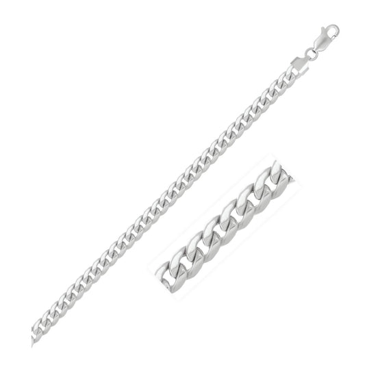 5.5mm 14k White Gold Miami Cuban Semi Solid Bracelet | Richard Cannon Jewelry