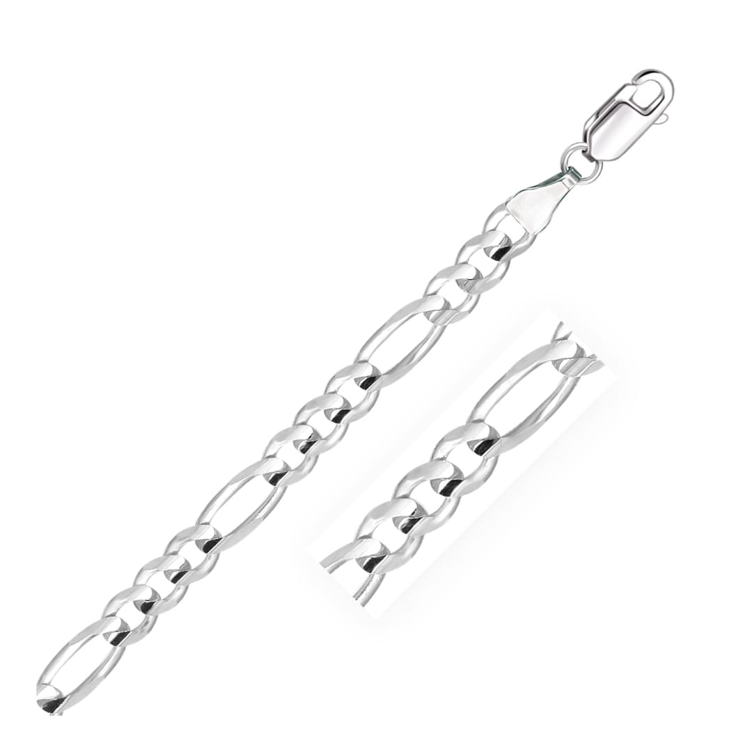 6.0mm 14k White Gold Solid Figaro Bracelet | Richard Cannon Jewelry