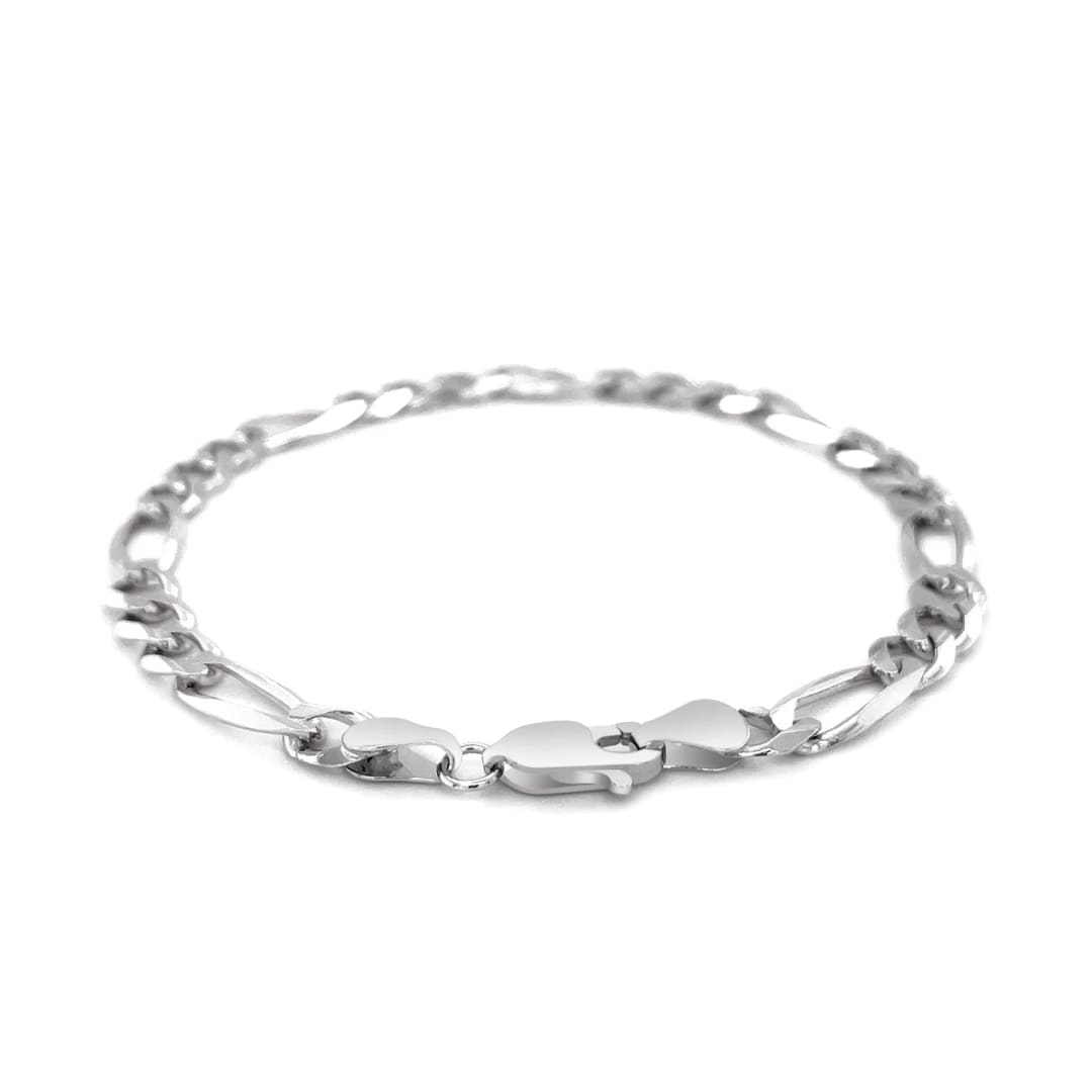 6.0mm 14k White Gold Solid Figaro Bracelet | Richard Cannon Jewelry