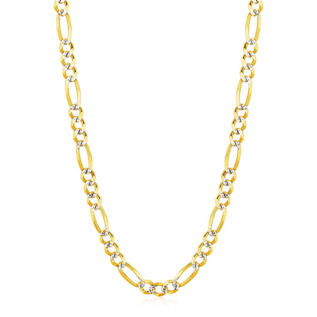 6.0mm 14K Yellow Gold Solid Pave Figaro Chain | Richard Cannon Jewelry