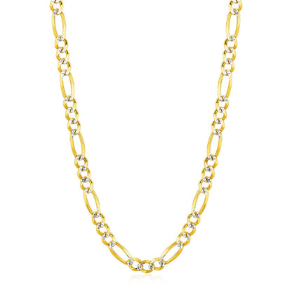 6.0mm 14K Yellow Gold Solid Pave Figaro Chain | Richard Cannon Jewelry