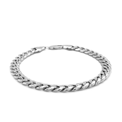 6.7mm 14k White Gold Miami Cuban Semi Solid Bracelet | Richard Cannon Jewelry