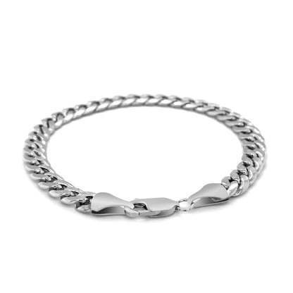 6.7mm 14k White Gold Miami Cuban Semi Solid Bracelet | Richard Cannon Jewelry