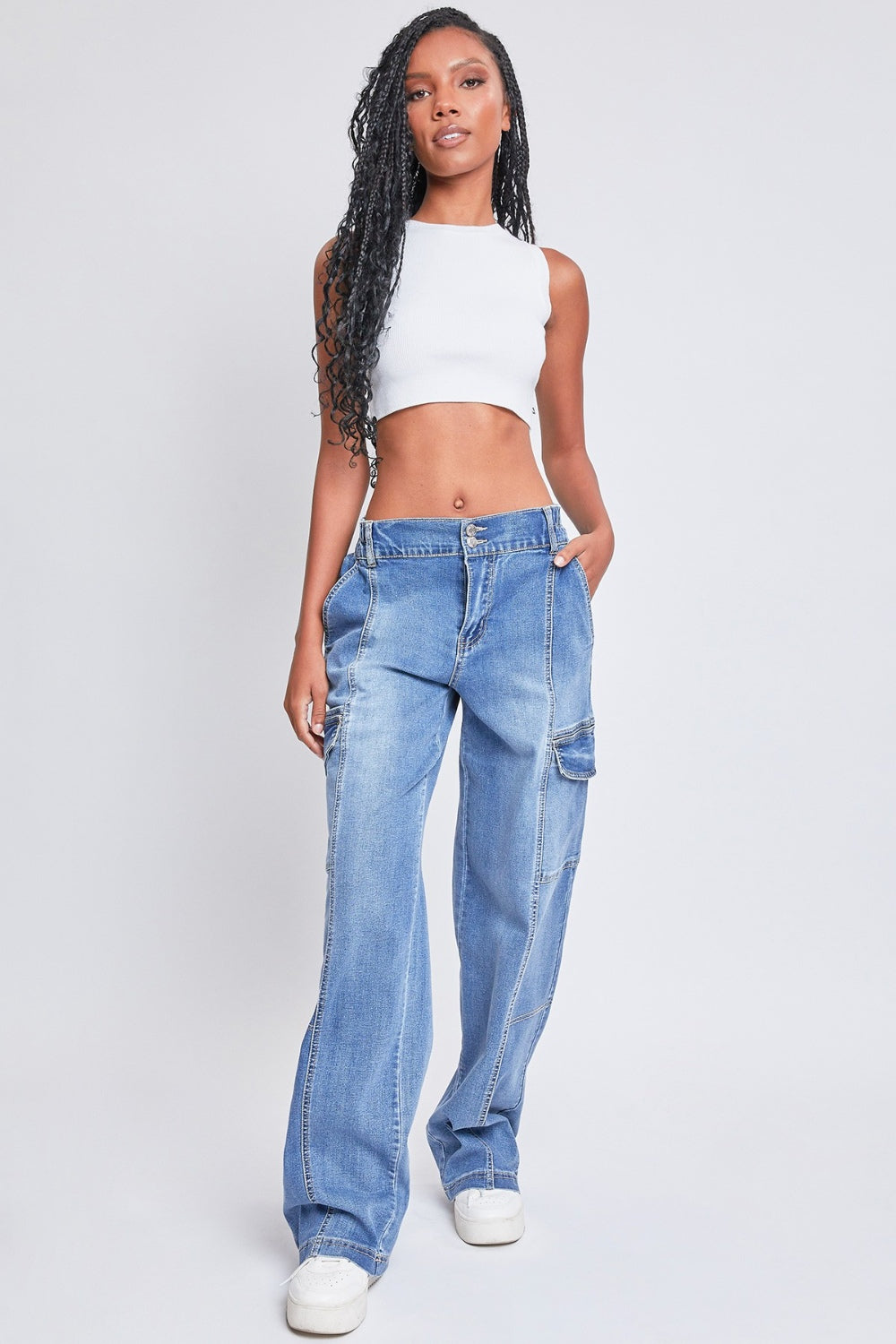 YMI Jeanswear High-Rise Straight Cargo Jeans-2