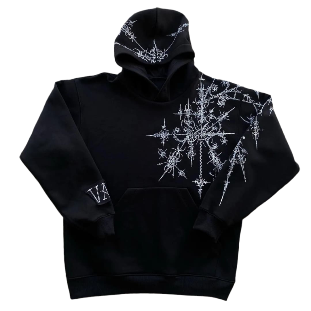 Spiked Threads: Y2K Gothic Punk Hoodie