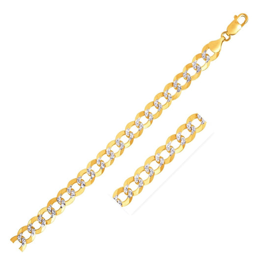 7.0mm 14k Two Tone Gold Pave Curb Bracelet | Richard Cannon Jewelry