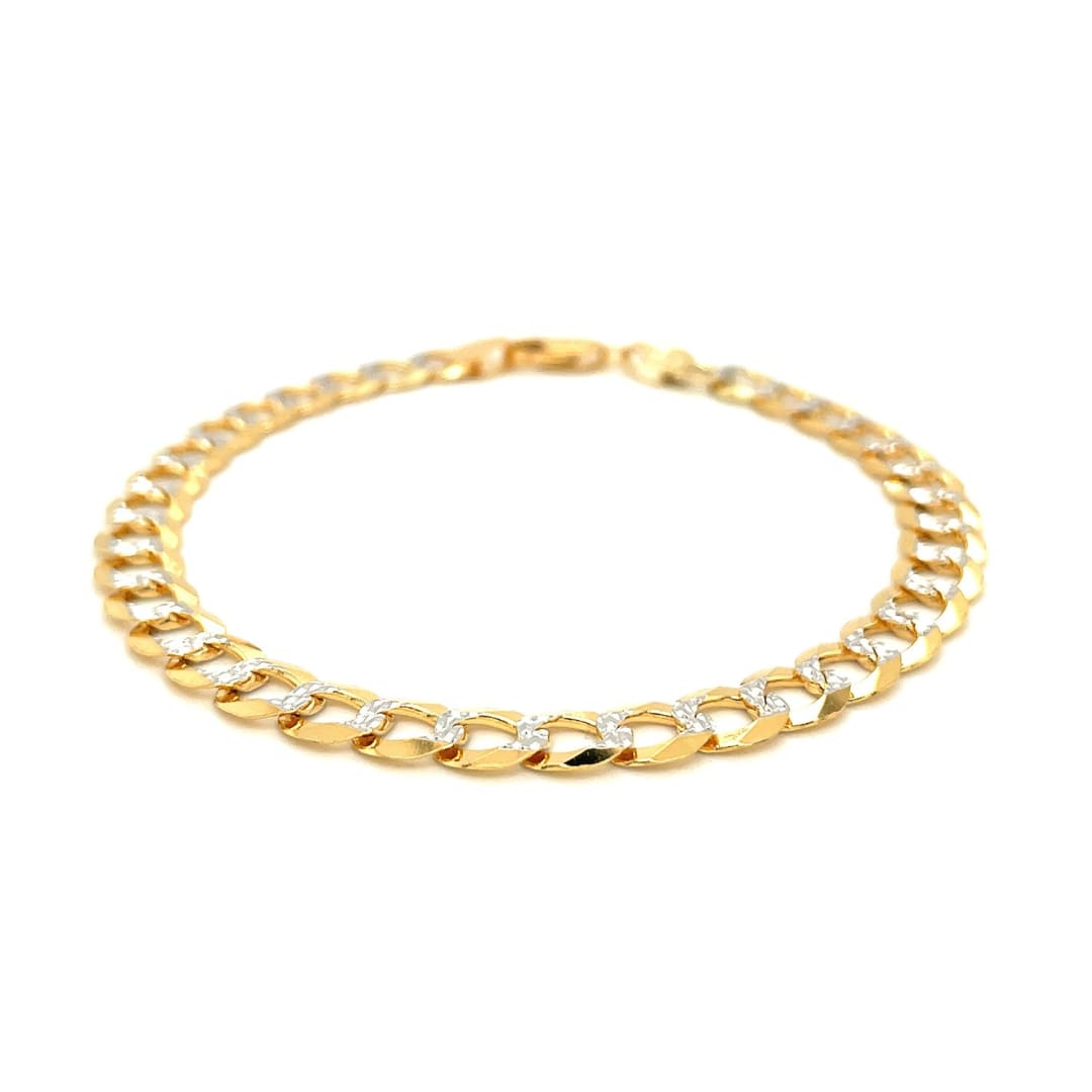 7.0mm 14k Two Tone Gold Pave Curb Bracelet | Richard Cannon Jewelry