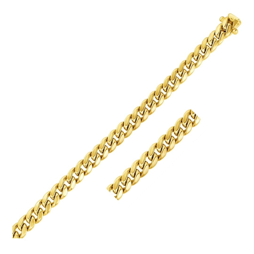 7.2mm 10k Yellow Gold Semi Solid Miami Cuban Bracelet | Richard Cannon Jewelry
