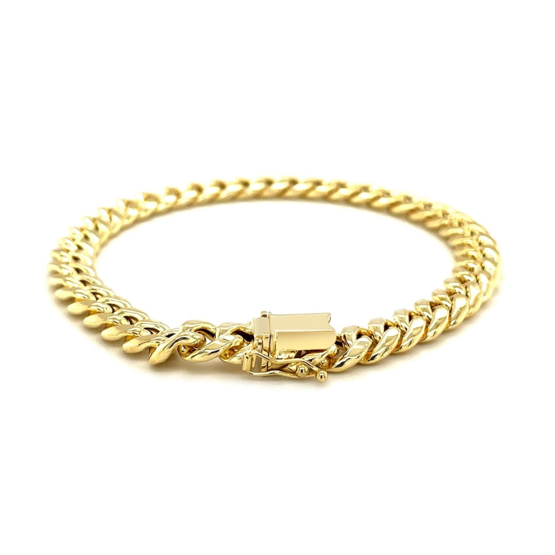 7.5mm 14k Yellow Gold Semi Solid Miami Cuban Bracelet | Richard Cannon Jewelry