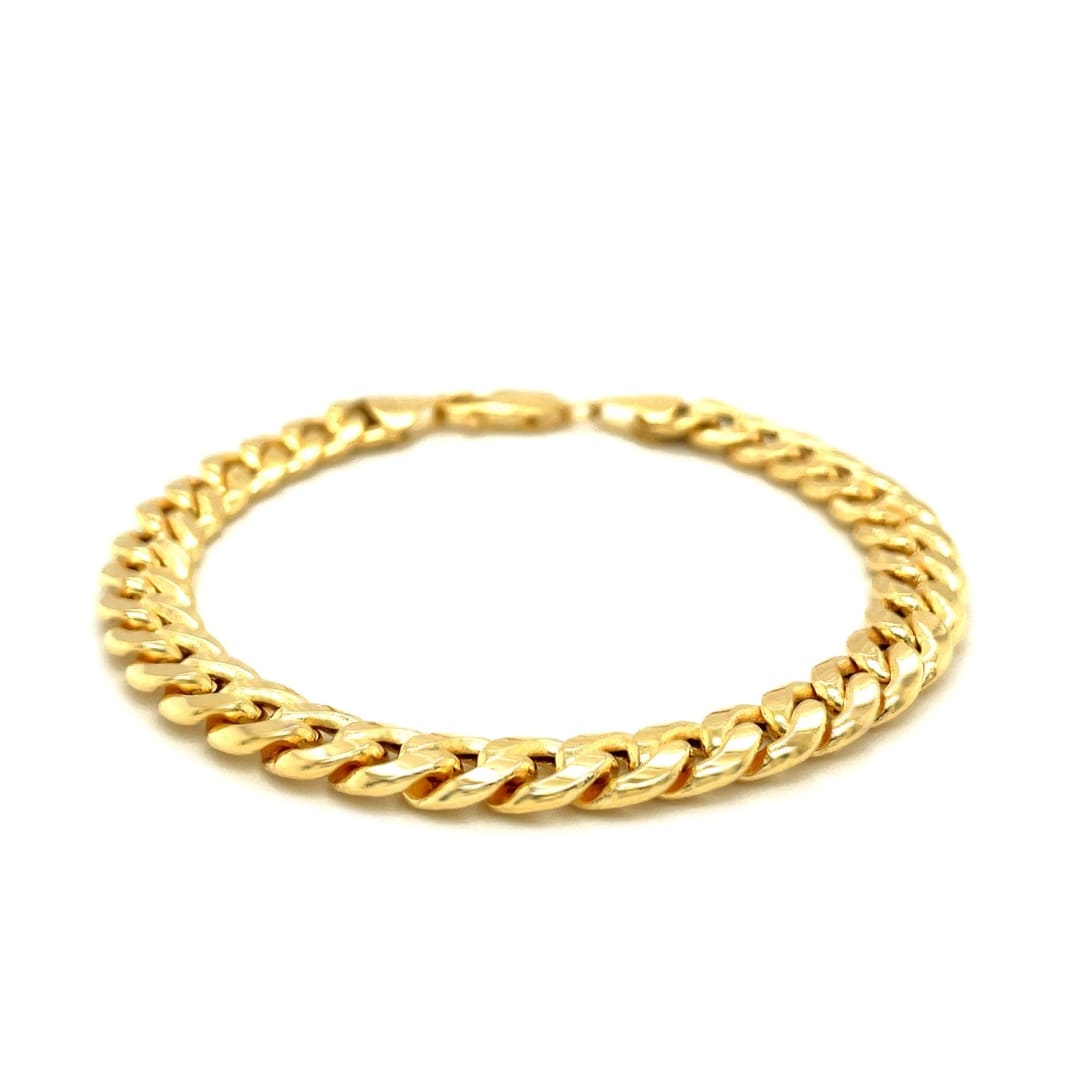 7.8mm 14k Yellow Gold Miami Cuban Semi Solid Bracelet | Richard Cannon Jewelry