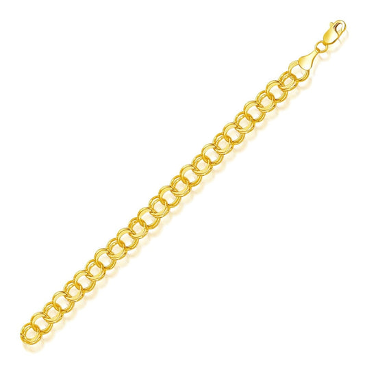 8.0 mm 14k Yellow Gold Solid Double Link Charm Bracelet | Richard Cannon Jewelry