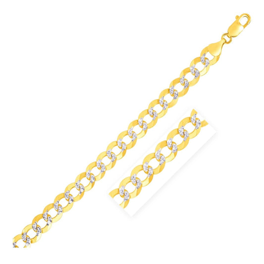 8.2mm 14k Two Tone Gold Pave Curb Bracelet | Richard Cannon Jewelry