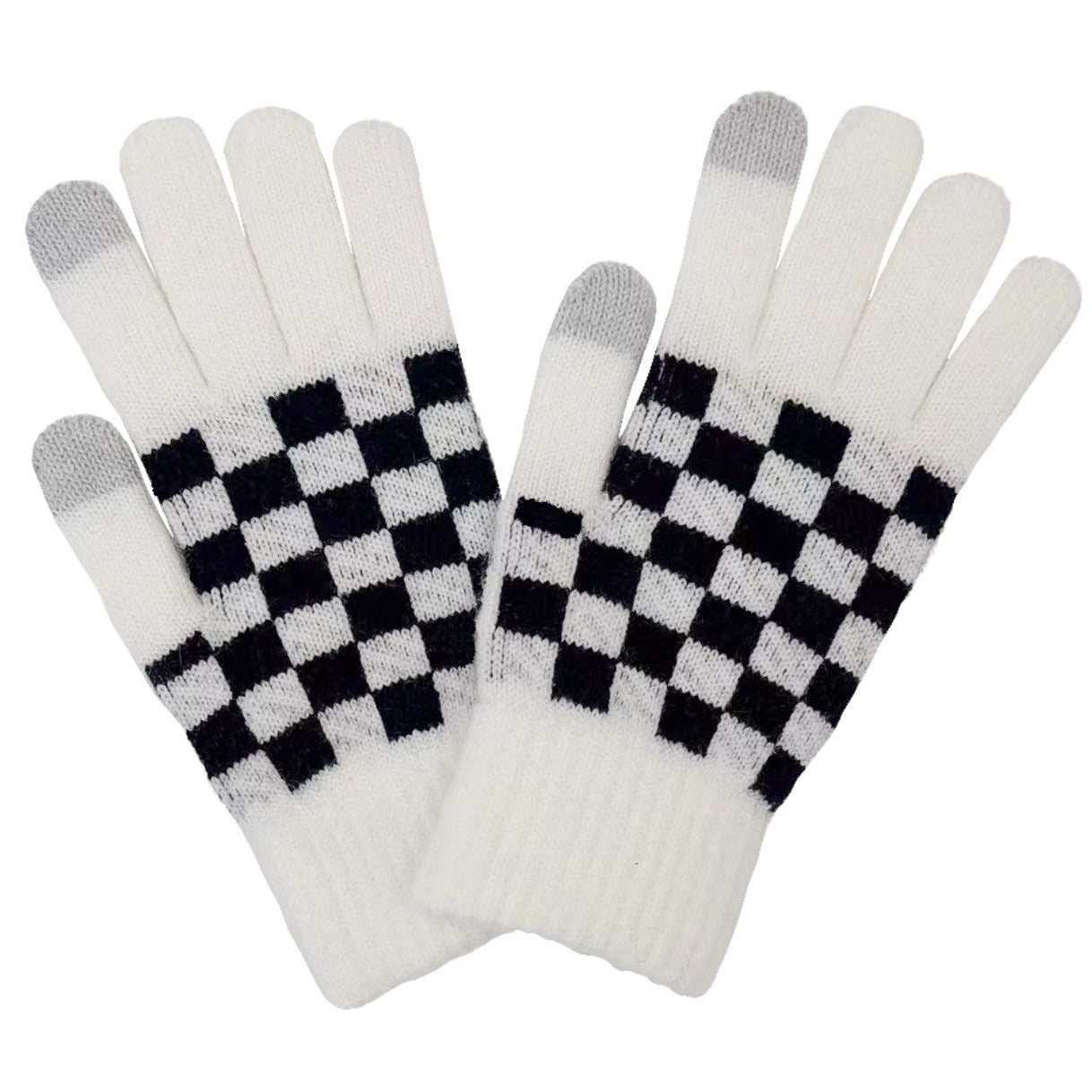 Fashion Week Checkered Cozy Gloves-0