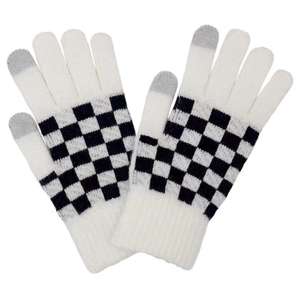 Fashion Week Checkered Cozy Gloves-0