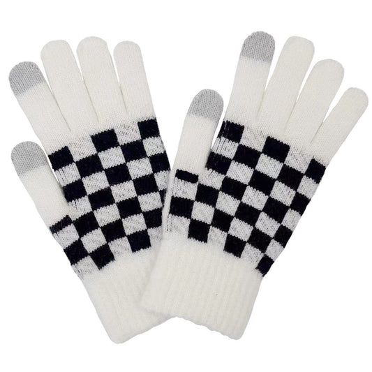 Fashion Week Checkered Cozy Gloves-0