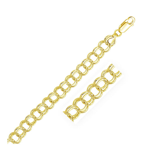 9.0 mm 14k Yellow Gold Solid Double Link Charm Bracelet | Richard Cannon Jewelry